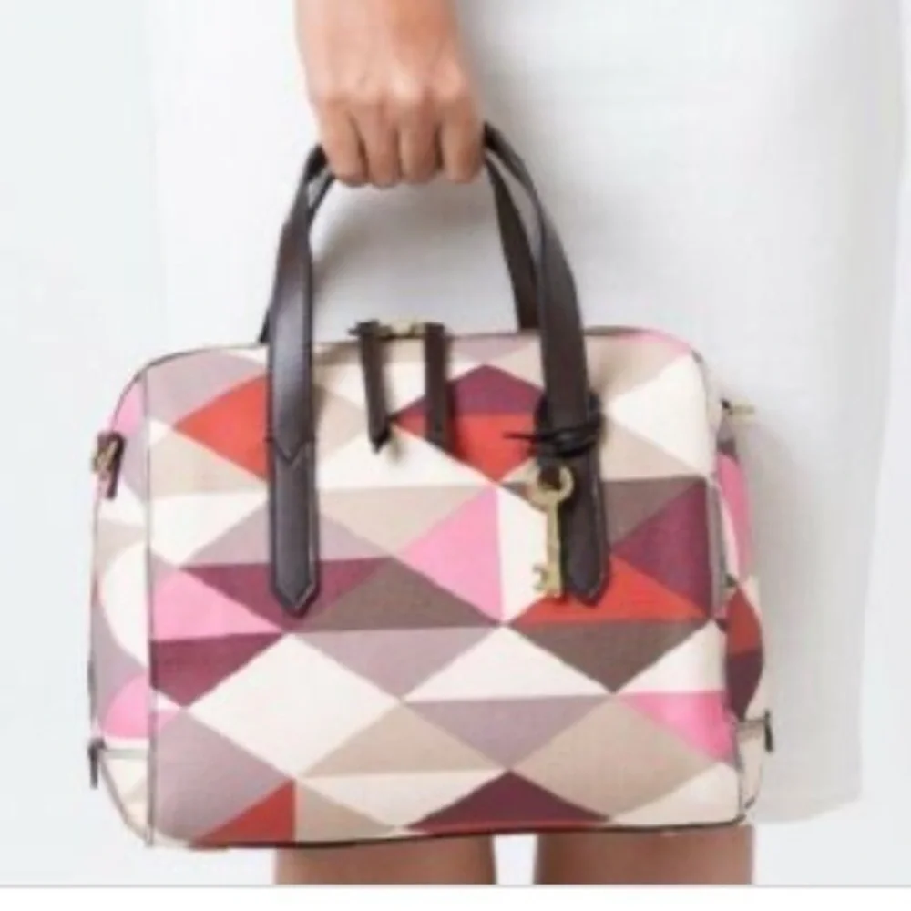 Fossil Sidney scarlet multicolor convertible barrel messenger bag - Picture 2 of 13